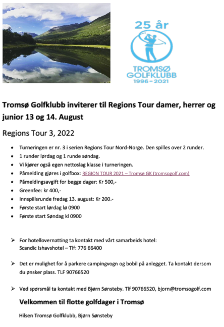 Invitasjon til Region Tour i Tromsø 13. og 14. august